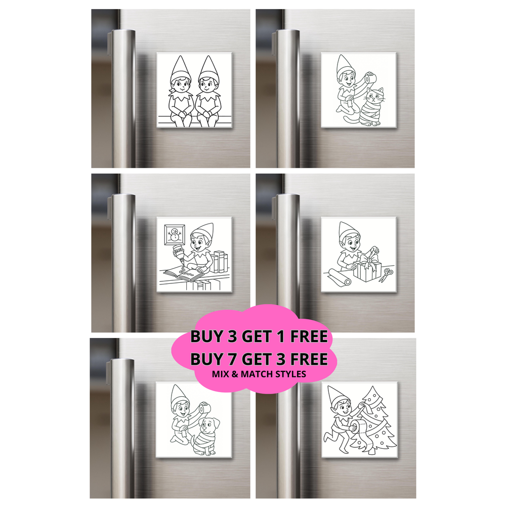 Elf on the Shelf - Reusable Colouring Magnets 2X2"