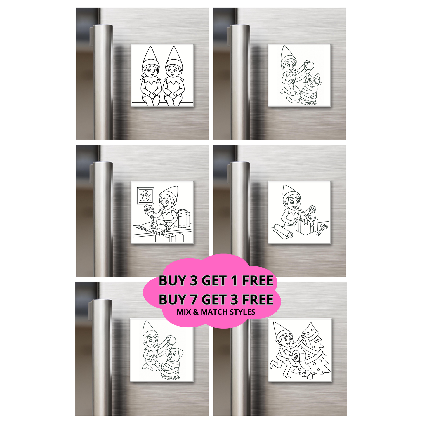 Elf on the Shelf - Reusable Colouring Magnets 2X2"