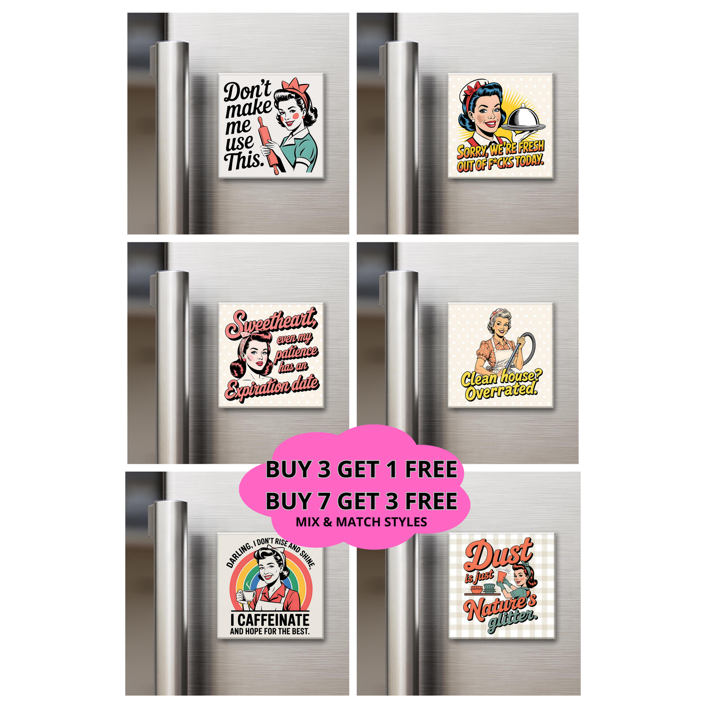 Retro Housewife 2x2" Magnets