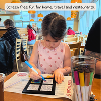 Screen-free animal colouring magnets for home, travel and restaurants