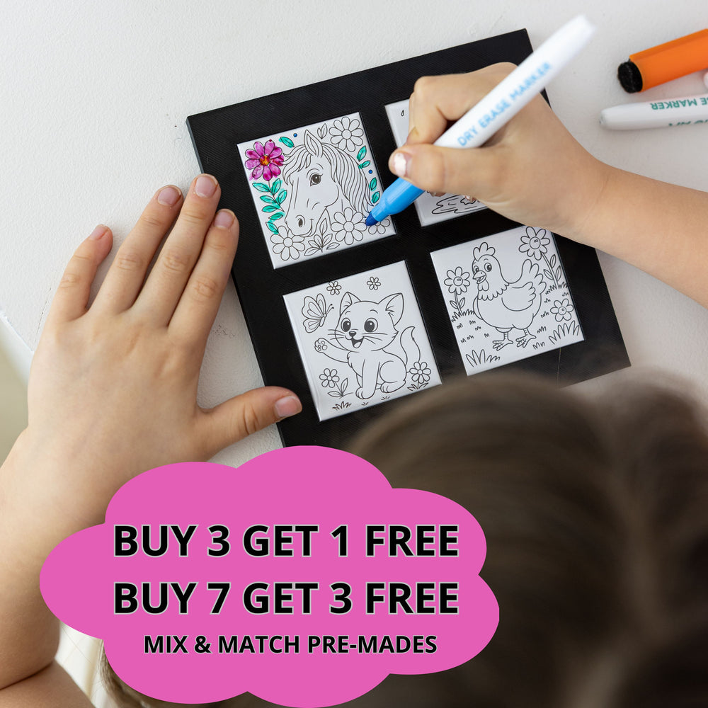 Animal Collection - Reusable Colouring Magnets 2X2"