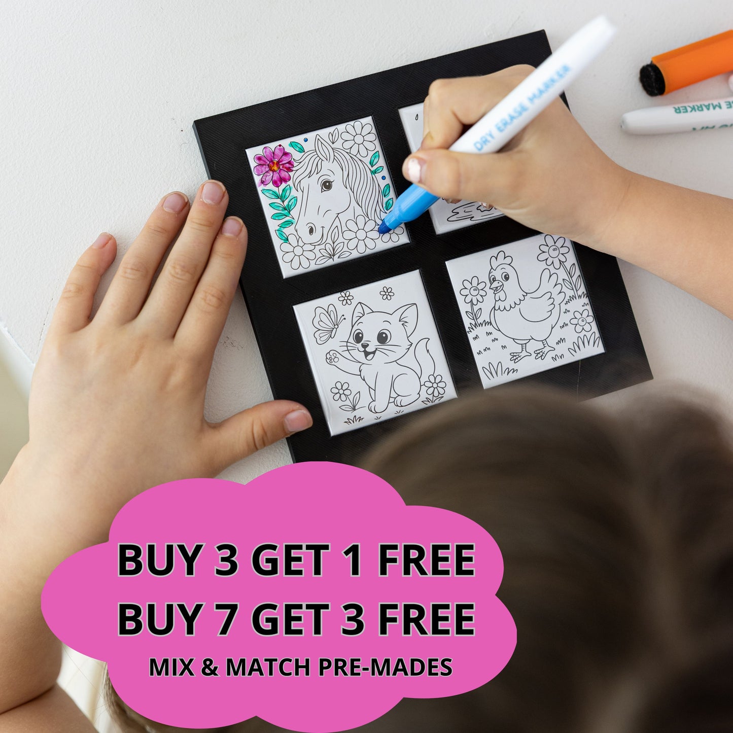 Animal Collection - Reusable Colouring Magnets 2X2"