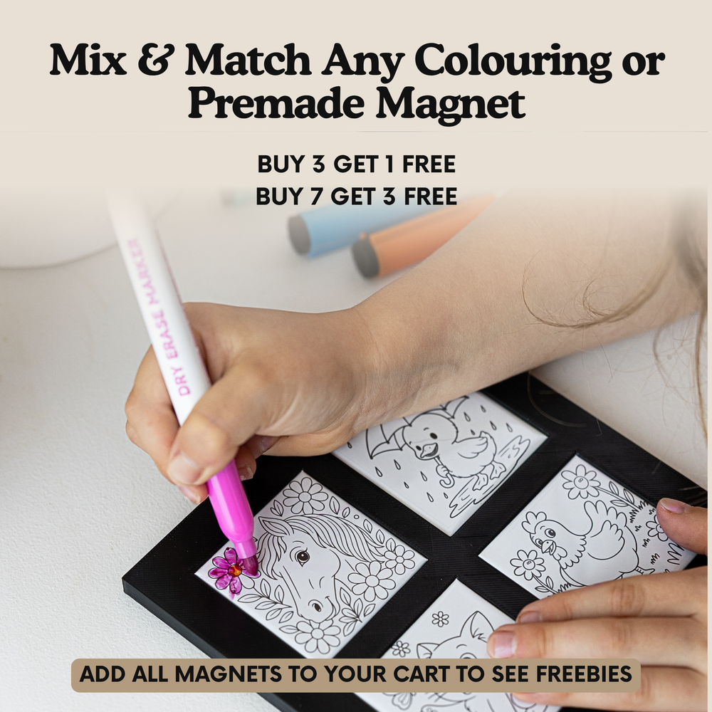 Mix and match colouring and pre-made magnet promotion