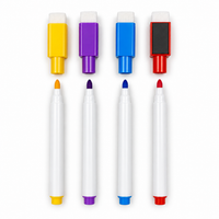 Dry-erase markers showing eraser tips and magnetic cap backing