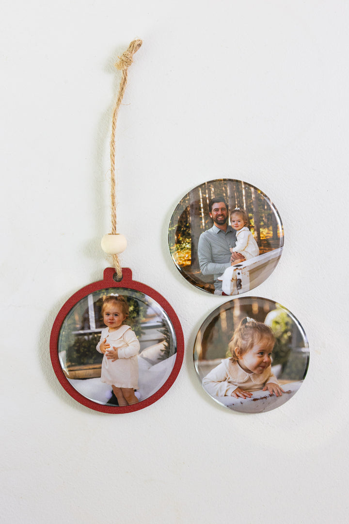 1 Custom Ornament + 3 Magnets – Interchangeable Christmas Ornament Gift Set