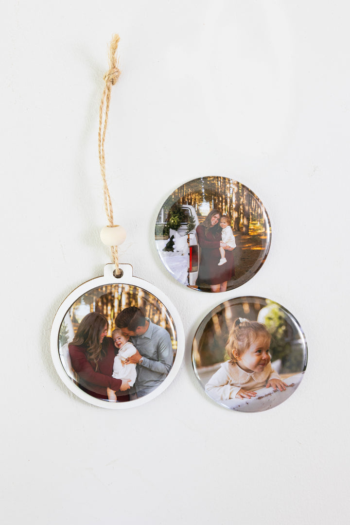 1 Custom Ornament + 3 Magnets – Interchangeable Christmas Ornament Gift Set